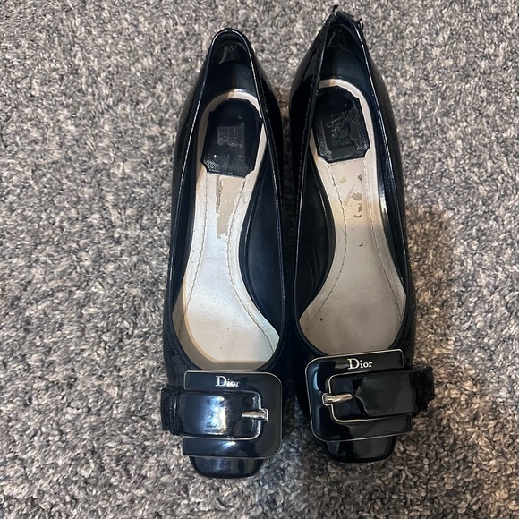 Dior Black Patent Leather Heels with Silver Buckle - Picture 2 of 6